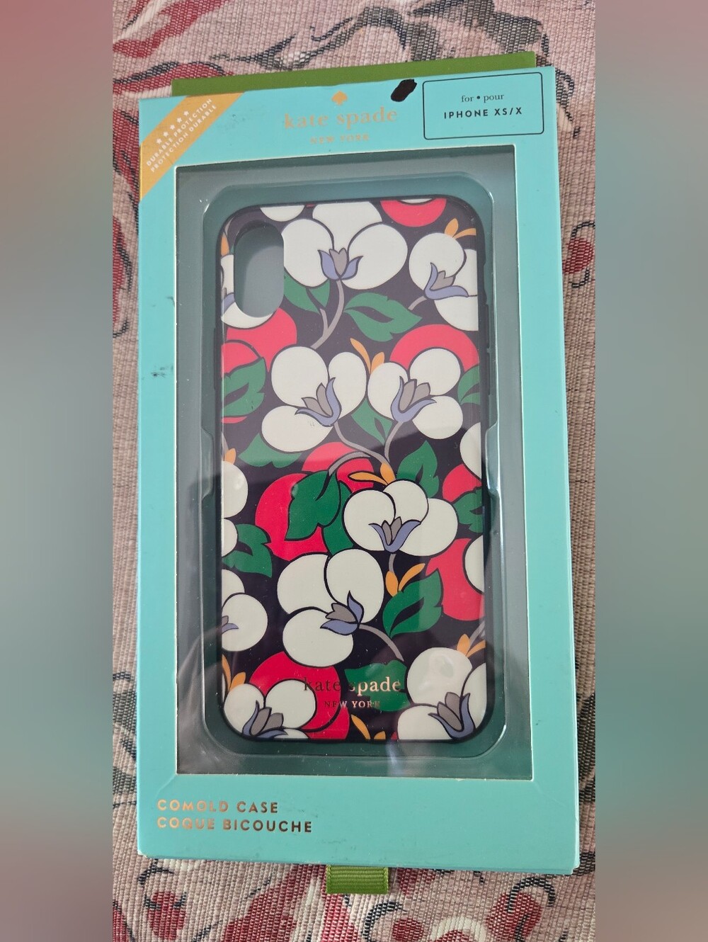New kate spade Floral iPhone XS/X Case in Black, White & Red